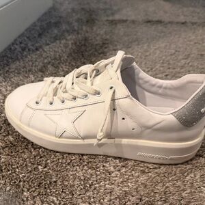 Women's Golden Goose Purestar sneakers with glittery silver heel tab